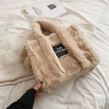 Large Capacity Faux Fur Women Handbag Shoulder Bag Fluffy Plush Tote