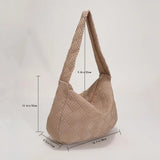 Large Capacity Warm Plaid Shoulder Bag for Women Lightweight Down Cotton