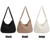 Large Capacity Warm Plaid Shoulder Bag for Women Lightweight Down Cotton