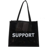 Summer Drawstring Beach Bag Alphabet Print Shoulder Bag PVC Jelly Bag