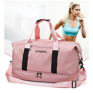 Large Capacity Fitness HandBag for Short Trips, Wet Dry Separation, Weekend Bag