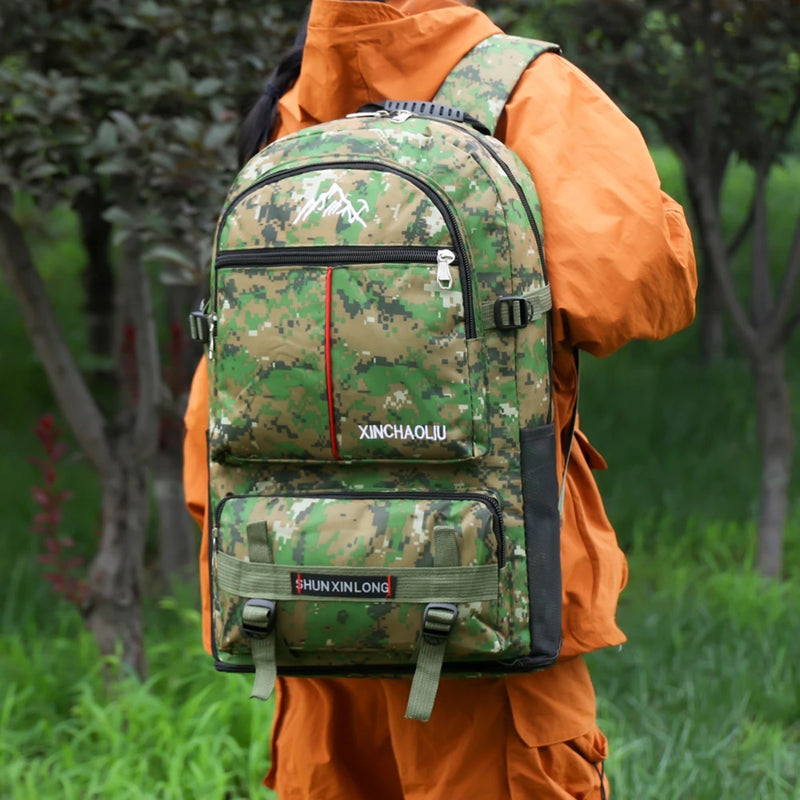Large Capacity Travel Knapsack Oxford Trekking Rucksack Waterproof Multi-Pockets