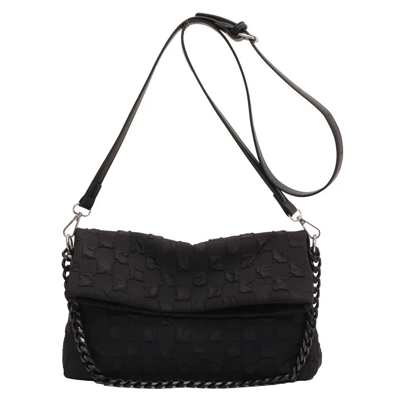 Canvas Chain Messenger Bag Large Capacity Underarm Bag for Women Spring & Summer