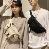 Large Capacity Canvas Waist Bag Unisex Fanny Pack Streetwear Chest Bags