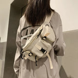 Large Capacity Canvas Waist Bag Unisex Fanny Pack Streetwear Chest Bags