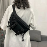 Large Capacity Canvas Waist Bag Unisex Fanny Pack Streetwear Chest Bags
