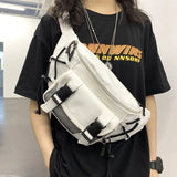 Large Capacity Canvas Waist Bag Unisex Fanny Pack Streetwear Chest Bags