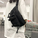 Large Capacity Canvas Waist Bag Unisex Fanny Pack Streetwear Chest Bags