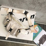 Large Capacity Canvas Waist Bag Unisex Fanny Pack Streetwear Chest Bags
