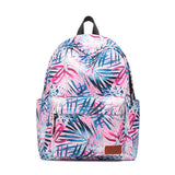 Waterproof Oxford Backpack Women Leaf Print Casual Shoulder Bags