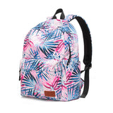 Waterproof Oxford Backpack Women Leaf Print Casual Shoulder Bags