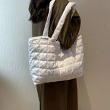 Large Capacity Winter Shoulder Bag Solid Checkered Handbags