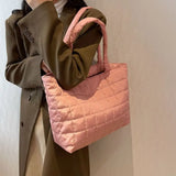 Large Capacity Winter Shoulder Bag Solid Checkered Handbags