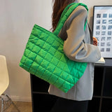 Large Capacity Winter Shoulder Bag Solid Checkered Handbags