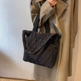 Large Capacity Winter Shoulder Bag Solid Cotton Cloth Handbags Casual Tote Bags