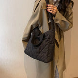 Large Capacity Winter Shoulder Bag Solid Cotton Cloth Handbags Casual Tote Bags