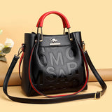 Embossed Leather Women's Handbag Top Handle Messenger Tote