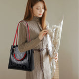 Embossed Leather Women's Handbag Top Handle Messenger Tote
