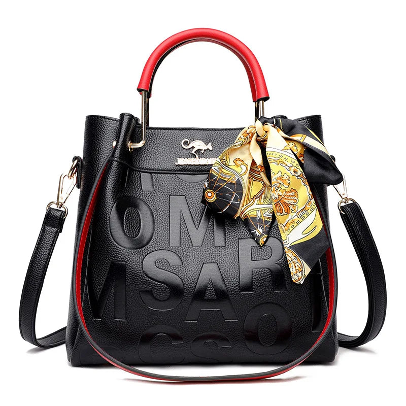 Embossed Leather Women's Handbag Top Handle Messenger Tote