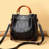Embossed Leather Women's Handbag Top Handle Messenger Tote