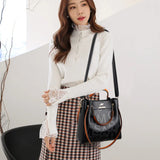 Embossed Leather Women's Handbag Top Handle Messenger Tote