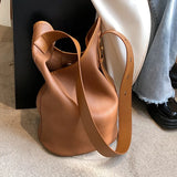 Large Capacity Women Bucket Bag PU Leather Shoulder Bags Handbag