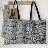 Large Capacity Women Canvas Shoulder Bags Bear Female Shopper Shopping Bag