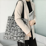Large Capacity Women Canvas Shoulder Bags Bear Female Shopper Shopping Bag
