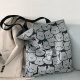 Large Capacity Women Canvas Shoulder Bags Bear Female Shopper Shopping Bag