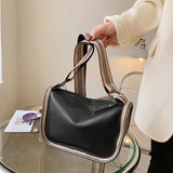 Large Capacity Leather Crossbody Bag with Wide Shoulder Strap