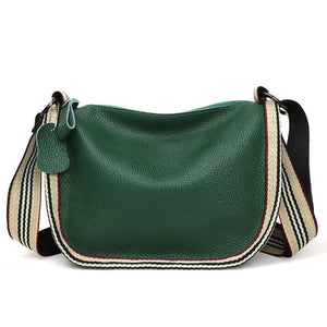 Large Capacity Leather Crossbody Bag with Wide Shoulder Strap