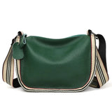 Large Capacity Leather Crossbody Bag with Wide Shoulder Strap