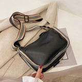Large Capacity Leather Crossbody Bag with Wide Shoulder Strap