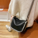Large Capacity Leather Crossbody Bag with Wide Shoulder Strap