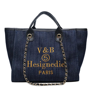 Large Capacity Denim Handbag for Women High Ladies Travel Messenger Bag
