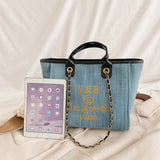 Large Capacity Denim Handbag for Women High Ladies Travel Messenger Bag