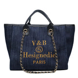 Large Capacity Denim Handbag for Women High Ladies Travel Messenger Bag