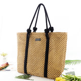 Large Capacity Women Handbag Straw Beach Tote Hollow Bag