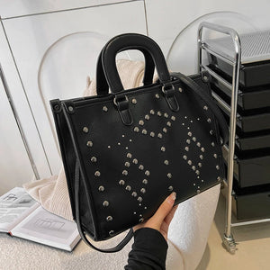 Large Capacity Women Handbags Western Style Texture PU Leather Shoulder Bags