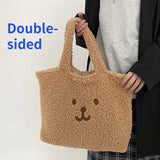 Large Capacity Women Lamb Wool Handbags Bear Female Furry Shoulder Bag