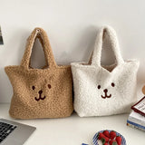 Large Capacity Women Lamb Wool Handbags Bear Female Furry Shoulder Bag