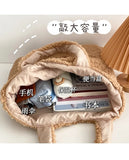 Large Capacity Women Lamb Wool Handbags Bear Female Furry Shoulder Bag