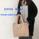 Large Capacity Women Lamb Wool Handbags Bear Female Furry Shoulder Bag