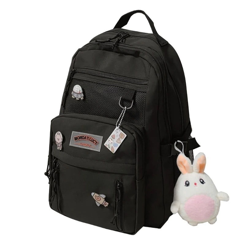 Large Capacity Women Nylon Backpack College School Bookbag Laptop Bag