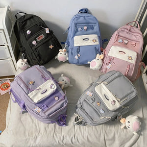 Large Capacity Women Nylon Backpack College School Bookbag Laptop Bag