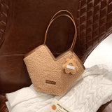 Large Capacity Women Plush Shoulder Bags Autumn And Winter Texture Handbags