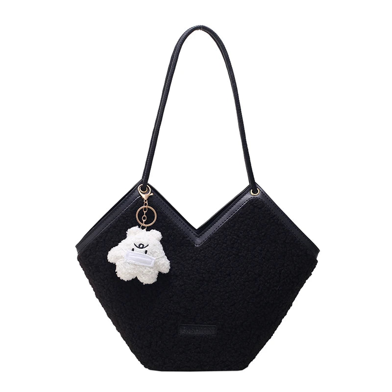 Large Capacity Women Plush Shoulder Bags Autumn And Winter Texture Handbags