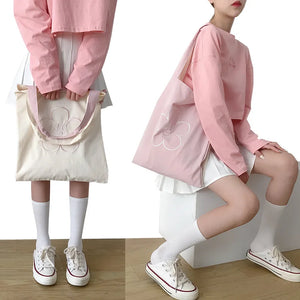Women Polyester Handbags Flowers Embroidery Large Capacity Shoulder Bags