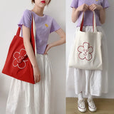 Women Polyester Handbags Flowers Embroidery Large Capacity Shoulder Bags