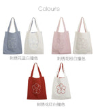 Women Polyester Handbags Flowers Embroidery Large Capacity Shoulder Bags